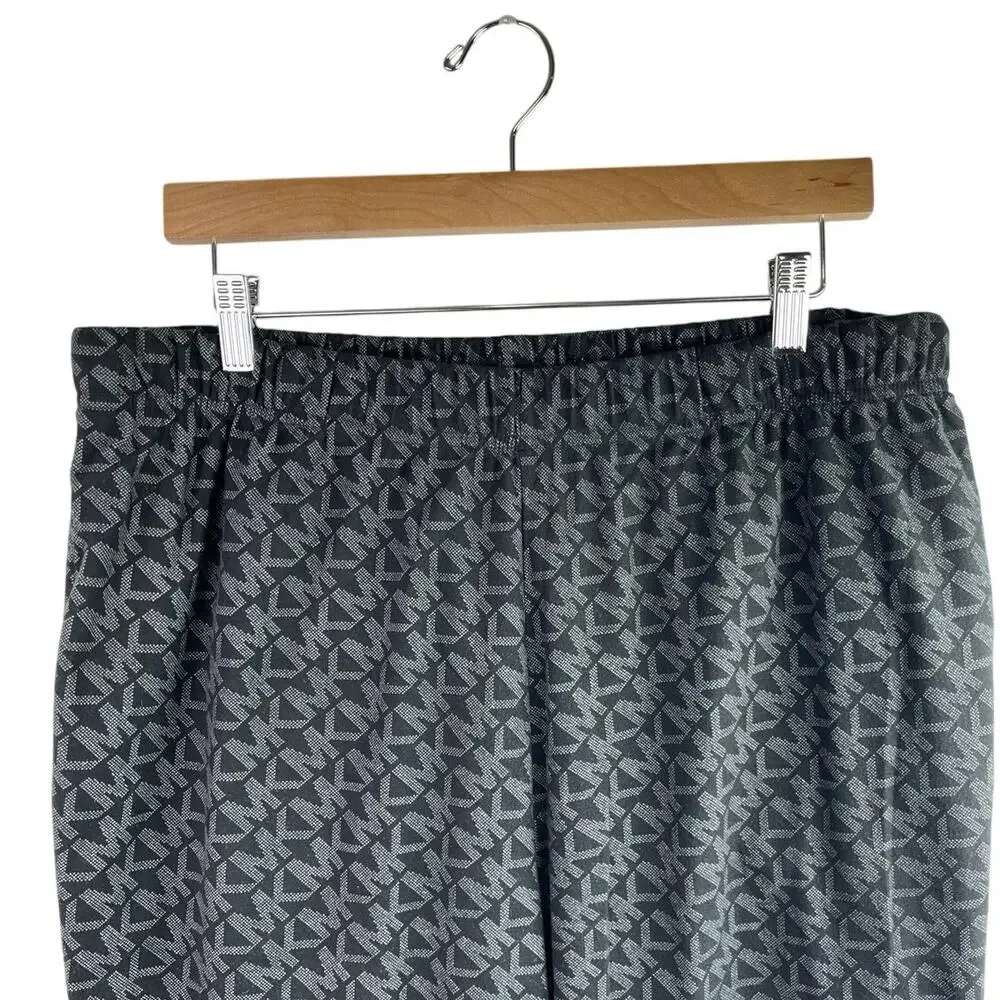 Michael Kors Men's Black MK Logo Print Elastic Waist Pull-On Pajama Pants Size L